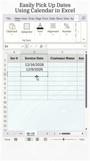 Pick Up Date Using Calendar in Excel