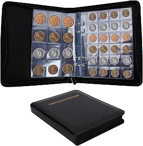 Qivine Coin Collection Book,360 Pockets Coin Collection Holder PVC Coin Storage Album Money Collecting Album Coin for Coin Currency Display Storage Case Album for Dollar,Half Dollar,Cent,Stamp