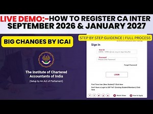 Live Demo :- How to Register CA Intermediate September 2026 & January 2027 Registration process