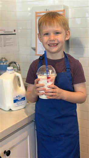 Blue Scoop Creamery on Instagram: "Forgive the presentation but this kitchen apprentice has crafted his own milkshake recipe, the Frosted Lemonade… lemon sorbet blended with vanilla ice cream, topped with whipped cream and a cherry. Try it for yourself, we really think Commis Chef Finn is on to something! 🧑🏼‍🍳🍋🍨"