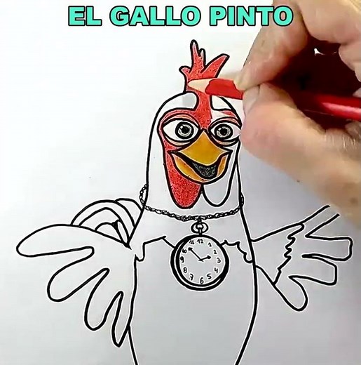 We draw and color the speckled rooster from Zenon's Farm | Drawings for children