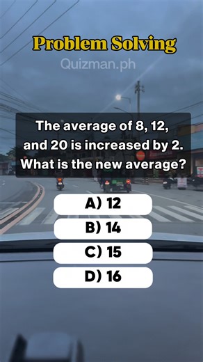 207K views · 565 reactions | The average of 8, 12, and 20 is increased by 2. What is the new average? #mathematics #LETExam2025 #civilserviceexam #civilservice #learning #maths #fblifestyle | 횀횞횒횣횖횊횗.횙횑 ퟸ.ퟶ | Facebook