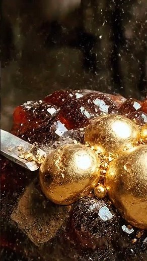 asmr gold - extracting gold quartz using a chisel #shorts #goldquartz #golddigger