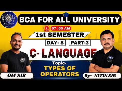 Types of Operators in C Language | Part 03 | BCA Live Class | By Nitin Sir
