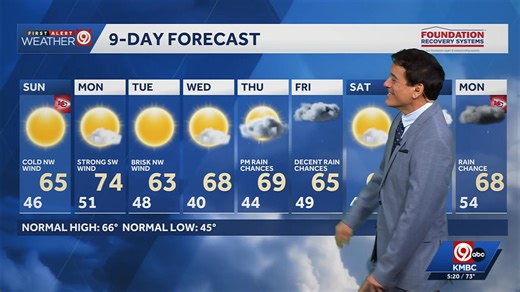 Rain⛈️Moves Out. Colder Air moves in Sunday followed by Warmer Air Monday! My today's weather broadcast explains it all with the 9-day forecast. KMBC 9 | Pete Grigsby KMBC