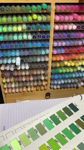 After a long day of organizing and color swatching, everything is in order! Time to start my 2nd double page! 🤩 #guangnaacrylicmarker #guangna360 #disneycoloriagemysteres #disneycolorbynumber #cinderella