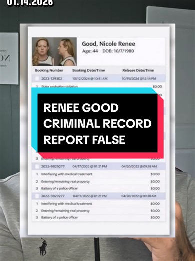 01.14 26: A report allegedly showing Renee Goods criminal history has been spreading online and according to a Snopes investigation these allegations are false. https://www.snopes.com/fact-check/renee-good-criminal-record/# #news #renee #Snopes #facts #minnesota