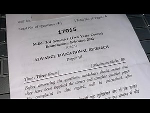 M.Ed. Advance Educational Research Question Paper 2022 MDU 3rd Semester
