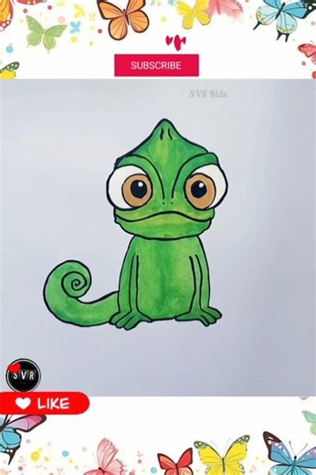 Pascal Chameleon Painting Shorts from Rapunzel | Step by Step Tangled Art for Kids