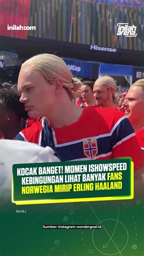 Momen lucu terjadi saat IShowSpeed menyaksikan laga Prancis vs Norwegia. Berada di tribun bersama suporter Norwegia, Speed dibuat heran melihat banyak penggemar yang memiliki penampilan mirip Erling Haaland. Dengan ekspresi kebingungan, ia bahkan berkomentar, “terlalu banyak Haaland di sini,” yang langsung mengundang tawa penonton. - Inilah Arena adalah bagian dari Grup media @inilah_com | Selengkapnya kunjungi website dengan klik link di bio atau download aplikasi di Appstore dan Google Play St