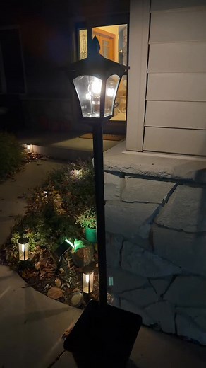 Solar Lamp Post with Planter #solarlamp #light #lamppost Comment SHOP and hit follow and we'll personally DM you the link. | Family Finds for Less