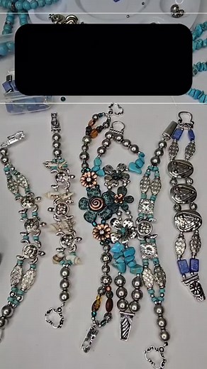 Create easy Beaded bracelets using 2 hole slider beads as the focal beads and finish with a fold over magnetic clasp. These beaded designs can be completed in minutes and create beautiful jewelry people love. #jewelrymaking #beading #bracelettutorial | Mobile Boutique