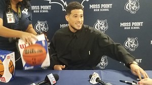 Back home: Devin Booker returns to Moss Point (Miss.) High for his jersey retirement