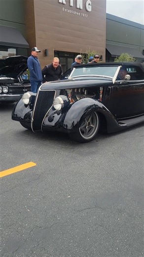 This incredible 36 Ford high-end custom was rolling in to @qruisinpch and blew my mind. This is a 2019 SEMA battle of the builders finalist known as "The Elrod". Man those Schott wheels and that stance are just right! Love an old school 392 Hemi in this bad boy. Well bought Eric Sass, enjoy... #fordperformance #sema #semacar #battleofthebuilders #fomoco #hot #hotrodding #customride #custombuild #streetrod #streetmachine #protouring #showcar #showcars #cruising #carsandcoffee | So Cal Classic Car