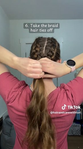 How to Tie 2 Dutch Braids into a Clean Ponytail