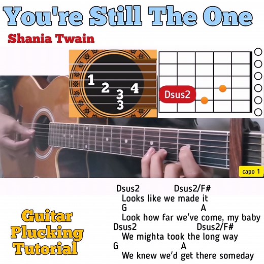 You're Still The One - Shania Twain guitar chords w/ lyrics & plucking tutorial | Bert's Guitar Tutorials