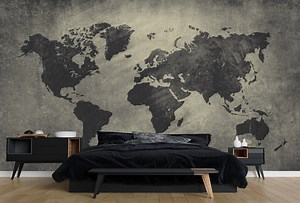 World Map Wallpaper - Removable Wallpaper - Peel and Stick - World Map Mural - Wall Decor - Map Wallpaper - Etsy