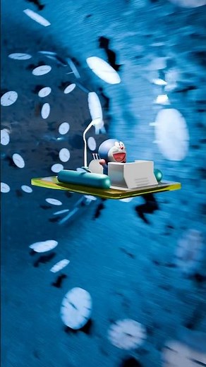 3D Graphics Art - Doraemon time machine - Created in Blender 5.0 with Scatter on Surface