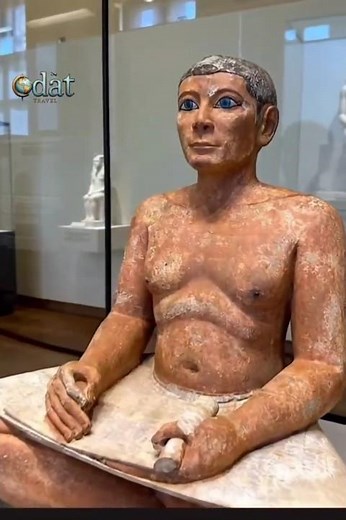 Limestone Sculpture of the Seated Scribe at the Egyptian Musuem#limestone #sculpture #musuem #scribe