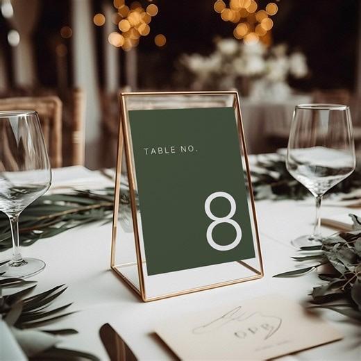 Modern Green Wedding Table Number Template: Green Background, 5x7 (digital Download) - Etsy