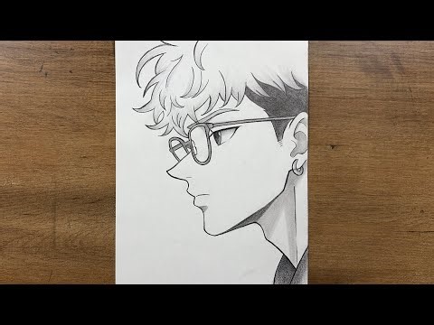 How to Draw Anime Boy with Glasses | Side Profile Sketch