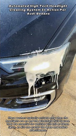Automated High Tech Headlight Cleaning System In Action For Audi Sedans