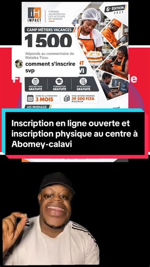 Réponse à @Malaika Tissu vous pouvez désormais vous inscrire en ligne ou passer au centre à Abomey-calavi. #information #Benintiktok🇧🇯 #formation #gratuit #calavi229🇧🇯