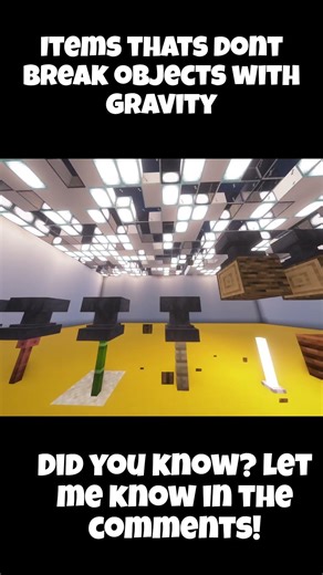 Items That Dont Break Objects With Gravity! Did You Know? #minecraft #minecraftshorts