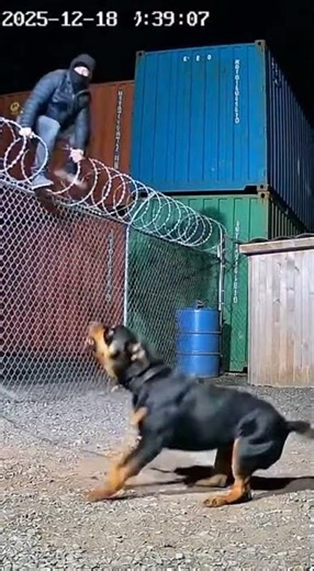 Intruder Climbs Fence - Guard Dog Reacts Instantly | CCTV Night Vision