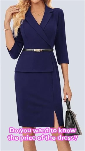 GRACE KARIN Women's Work Dress 3/4 Sleeve V Neck Bodycon Sheath Dress Zipper Up Office Business