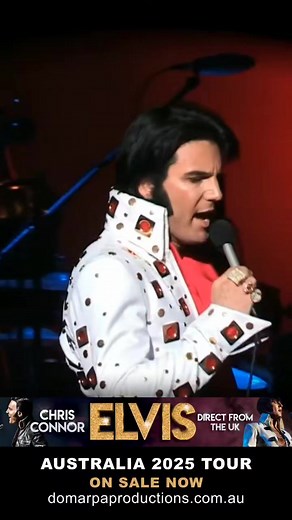 🎤 Chris Connor: The Ultimate Elvis Tribute – Direct from the UK 🎤 Get ready to experience the King like never before! Chris Connor, the closest tribute act to Elvis Presley himself, is touring nationally and bringing the magic of Elvis to life. Book your tickets now and get ready to relive the unforgettable hits of the King of Rock 'n' Roll. This is one show you won't want to miss! www.domarpaproductions.com.au | Dom Arpa Productions