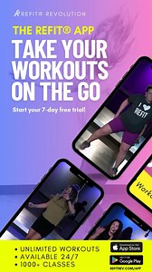 Take your workouts anywhere with the REFIT® app! 💪 With 24/7 access to 1,000 classes, you can dance, sweat, and move on YOUR schedule. Whether you’re at home, or on the go, we’ve got the perfect workout waiting for you. 📲✨ Try it out for free! Visit refitrev.com/app or click the link in our bio to enjoy a 7-day trial on us! #refit #fitnessapp #athomeworkouts #workoutathome #cardio #dancefitness #dance #exercise #athomeworkout #workout #cardioworkout #dancecardio #workoutvideos #exercisetips #w