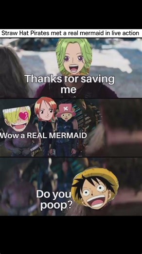 Straw hat prites met a real mermaid in live action 😂🔥#onepiece