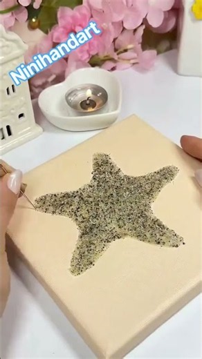 DIY Glowing Seashell Canvas Art ✨ Tự làm tranh vỏ sò phát sáng #diy #handmade #craft