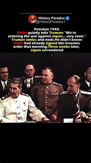 Stalin Declared War on Japan While Smiling at Truman #shorts