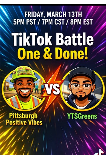 BIG Battle Featuring our very own: @GGB💥ytsgreens ONE & DONE 😈 Friday March 13th, 2026 5PM PST 7PM CST 8 PM EST #fyp #GGB💥 #family #fy #battle