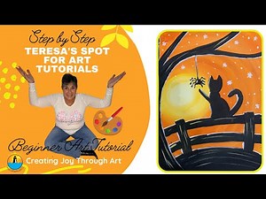Easy Beginner Black Cat Acrylic Painting Tutorial