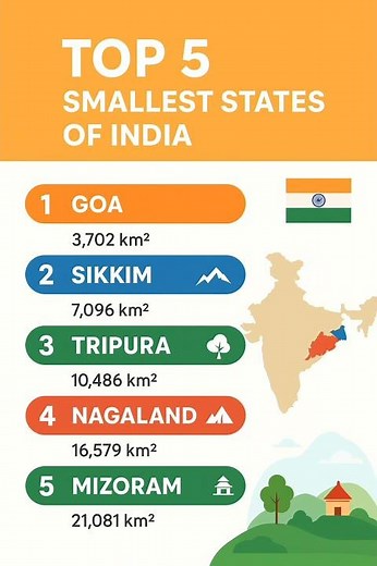 Top 5 Smallest States of India 🇮🇳 | Geography Shorts
