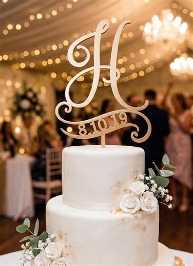 Letter Wedding Cake Topper, Personalized Monogram Wedding Cake Topper, Rustic Birch Wood Initial, Custom Cake Toppers - Etsy