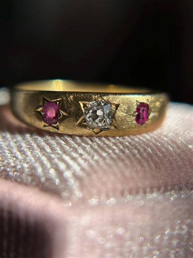 Antique Diamond & Ruby Starburst Ring, 18k Gold - Etsy