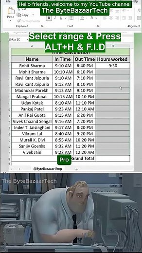 Calculate Worked Hours in Seconds 😱 #excel #shorts #productivity