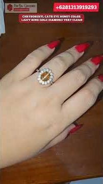 Chrysoberyl cats eye Honey color 1.82ct Clean crystal Ring gold diamond GRI lab #shorts