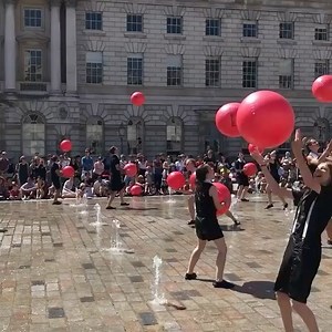 4.6K views · 138 reactions | From a one off performance called “Cascade” 40 Jugglers of all abilities and ages came together in a celebratory performance to the joyous sounds of Circa Tsuïca. In the fountains of Sommerset House. We miss the fountains, the children, the music and the big red balls. Commissioned by @crying_out #juggling #gandinijuggling #circus #bigredballs | Gandini Juggling | Facebook