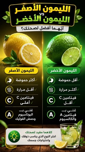 #الليمون الأصفر أم ال#ليمون الأخضر؟ 🍋 الفرق بينهما وفوائد كل نوع لصحتك