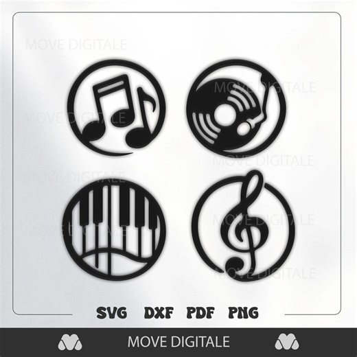 Music Set Metal Wall Art SVG - Music Symbols Laser Cut DXF CNC Plasma - Etsy