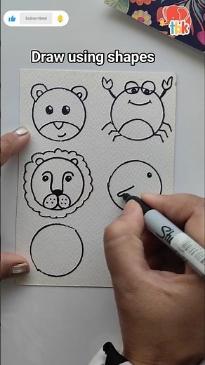 Draw using shapes - Turn circles into animals #easydrawing #shapesdrawing #circledrawing #viralsong