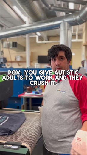 POV: You give autistic adults a chance to work… and they crush it. At Spectrum Designs, we’re turning ideas into reality, designing, printing, folding, shipping, and creating magic every single day. ✨ Let’s make your custom apparel happen today. #POVAutismEmployment #AutismAtWork #AutismAcceptance #SupportAutismEmployment #NeurodiversityWorks #NeurodiverseSkillsForDays #DisabilityInclusion #CustomApparel #BrandedMerch #MerchWithPurpose #MadeWithPurpose #SmallBusinessLove #SpectrumDesigns #Social