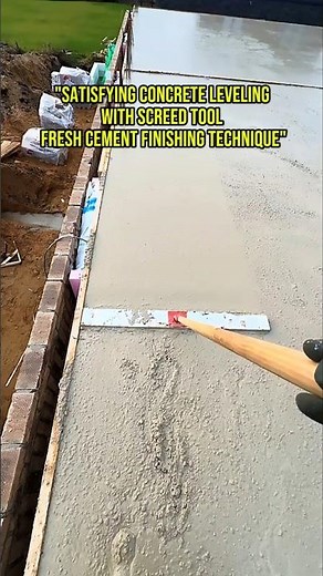 Satisfying Concrete Leveling With Screed Tool | Fresh Cement Finishing Technique