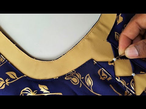 beautiful trendy churidar patch work neck design || latest kurta design easy method stitching
