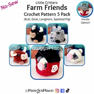 Farm Friends Little Critters No Sew Crochet Pattern 5 Pack - Etsy